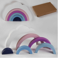 Дерев“яна Логіка С 47864 (42) пірамідка “Райдуга та хмаринка“, 6 елементів, в коробці