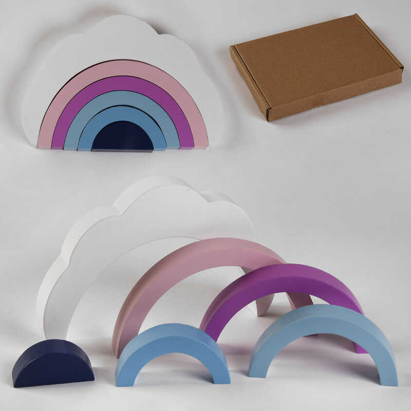 Дерев“яна Логіка С 47864 (42) пірамідка “Райдуга та хмаринка“, 6 елементів, в коробці