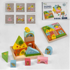 Дерев“яна логічна гра С 48705 (36) “Лісова історія“, 16 будівельних блоків, в коробці