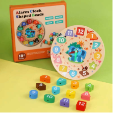 Дерев“яний годинник C 73271 (144) сортер, шнурівка, форми, кольори, цифри, в коробці