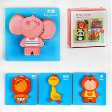 Дерев’яна гра “Рамка-вкладиш“ C 53811 (36) 4 картинки в наборі, тваринки,  у коробці