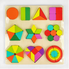 Дерев’яна гра C 53792 (40) “Геометричні фігури“, у плівці