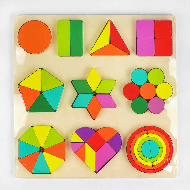 Дерев’яна гра C 53792 (40) “Геометричні фігури“, у плівці