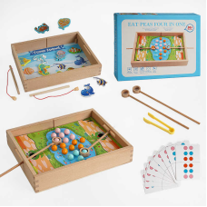 Дерев’яна логічна гра C 65030 (24) магнітна риболовля, 12 двосторонніх карток, в коробці