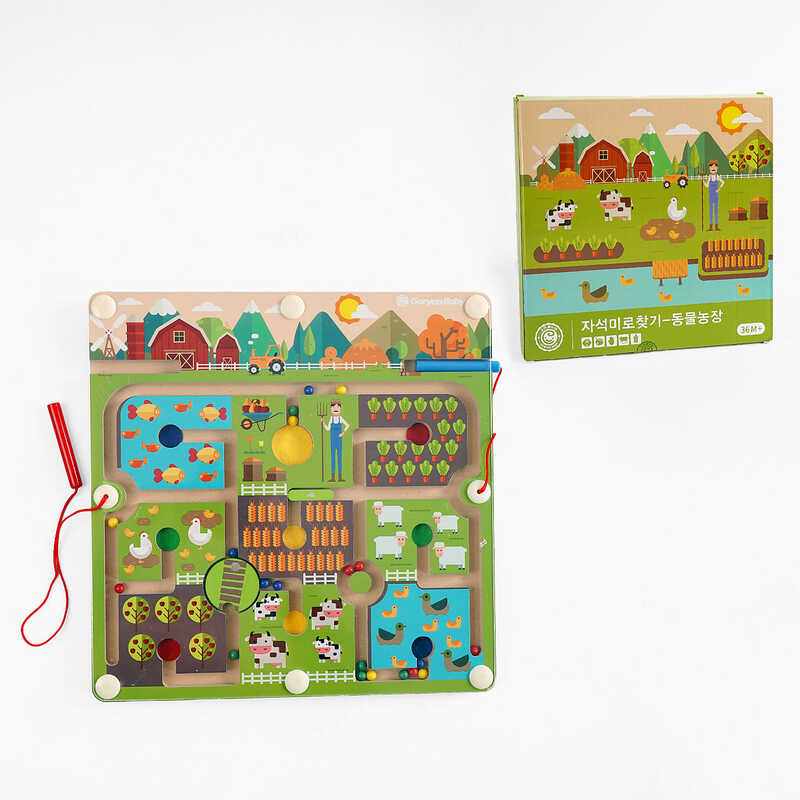 Дерев’яна магнітна гра C 65697 (20) “Ферма”, два стилуси, в коробці