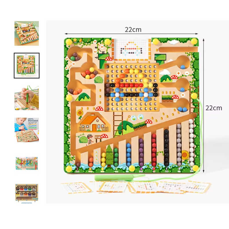 Дерев’яна магнітна дошка C 73278 (40) сортер, стилус, 13 двосторонніх карток із завданнями, в коробці