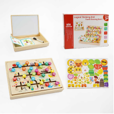Дерев’яний пальчиковий лабіринт C 65726 (36) 3в1: тематичний лабіринт, магнітна гра, дошка для малювання, маркер “пиши-стирай”, в коробці