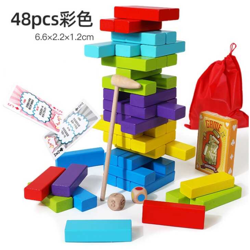 Дженга C 66135 (24) дерев’яна, 48 елементів, молоточок, кубик, ігрові картки, в коробці