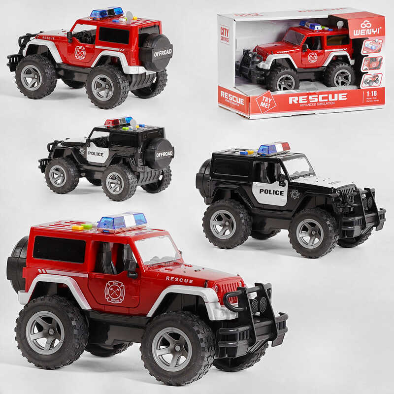 Джип WY 392 A/B (24) “Міська служба“, 2 види, підсвічування, звуки, металопластик, відкриваються двері, в коробці