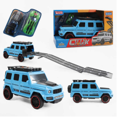 Джип музичний S 977-121 Штрих = 60259 (36/2) БЛАКИТНИЙ, звук, світло, інерція, машинки в комплекті, в коробці