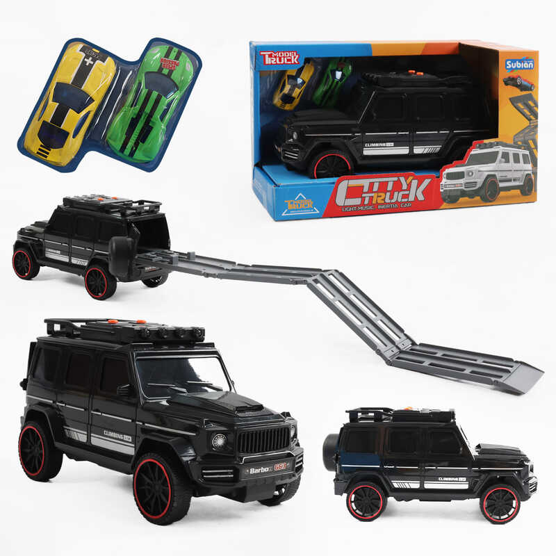 Джип музичний S 977-121 Штрих = 60266 (36/2) ЧОРНИЙ, звук, світло, інерція, машинки в комплекті, в коробці