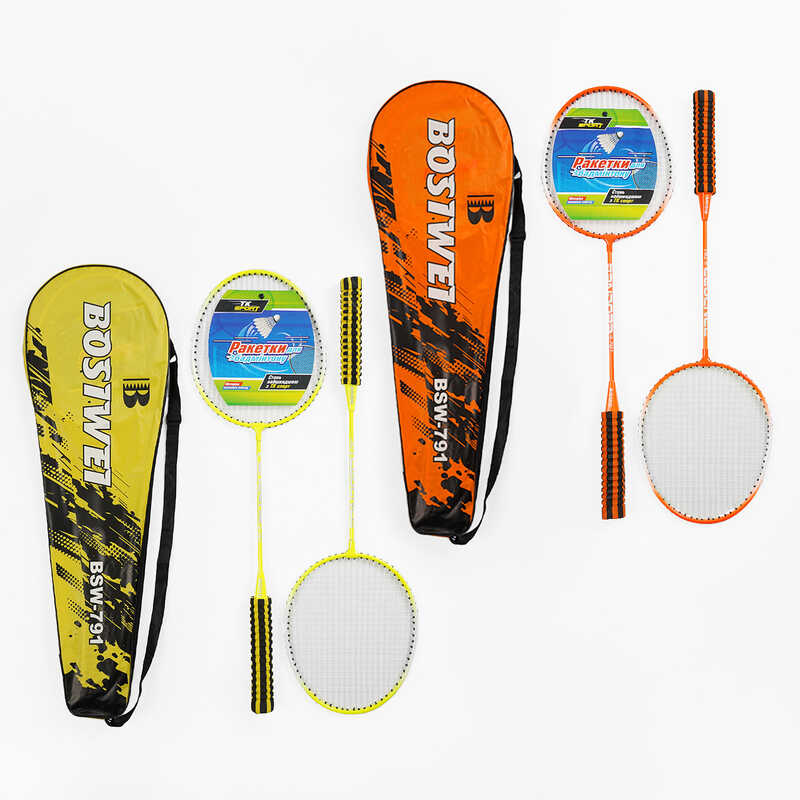Бадмінтон C 64767 (50) “TK Sport“, 2 кольори, 2 ракетки, металевий каркас, м’яка ручка, регульований ремінець, у чохлі