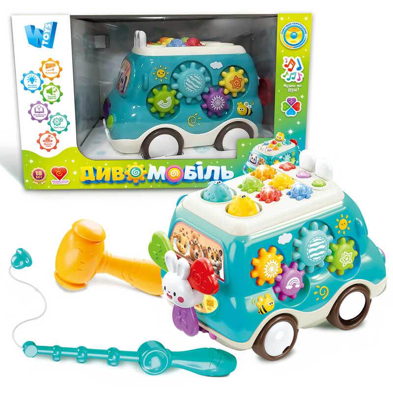 Диво-мобіль 16537 (24) “WToys“, ОЗВУЧУВАННЯ УКРАЇНСЬКОЮ МОВОЮ, підсвічування, пісні, казки, спінер, шестерні, ксилофон, ноти, гра на швидкість реакції, в коробці
