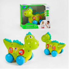 Динозаврик 6105 (18/2) “Huile Toys“, їздить, розмовляє англійською мовою, програє мелодії та звуки, з підсвічуванням, у коробці