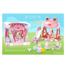 Дитячий майданчик 6630 (9) 2 фігурки флоксових тварин, гойдалка, гірка, меблі, 3 кульки, в коробці