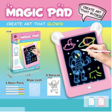 Дошка для малювання D 4237 (120/2) 2 кольори, кольорове підсвічування, 4 неонові фломастери, трафарети, в коробці, ВИДАЄТЬСЯ ТІЛЬКИ МІКС ВИДІВ