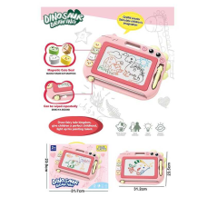 Дошка для малювання QS 28002-3 колір-РОЖЕВИЙ (72/2) “Динозавр”, магнітна, кольорова, 4 штампи, у коробці