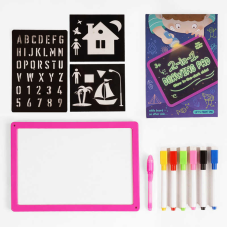 Дошка для малювання WQ 700 (30) “Малюй світлом“, 2в1, трафарети, маркери “пиши-стирай”, в коробці