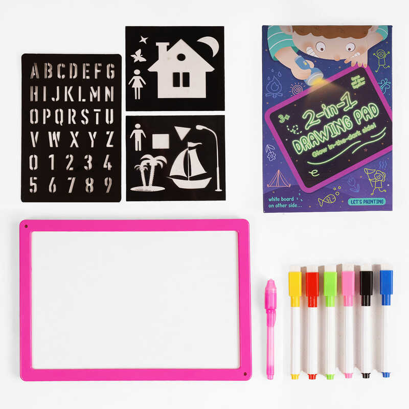 Дошка для малювання WQ 700 (30) “Малюй світлом“, 2в1, трафарети, маркери “пиши-стирай”, в коробці Дошка для малювання WQ 700 (30) “Малюй світлом“, 2в1, трафарети, маркери “пиши-стирай”, в коробці