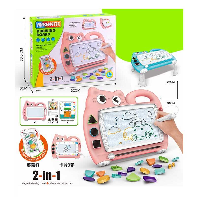 Дошка для малювання XZ 1071 B (48/2) РОЖЕВА, 2в1, мозаїка-пазл, кольорова, в коробці Дошка для малювання XZ 1071 B (48/2) РОЖЕВА, 2в1, мозаїка-пазл, кольорова, в коробці