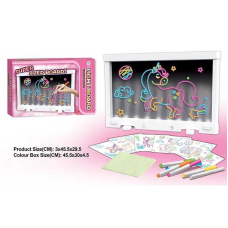 Дошка для малювання YM 18 (36/2) підсвічування, 6 маркерів, 6 двосторонніх трафаретів, в коробці