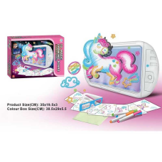 Дошка для малювання YM 20 (48/2) підсвічування, 6 двосторонніх трафаретів, 4 маркери, 3D окуляри, в коробці