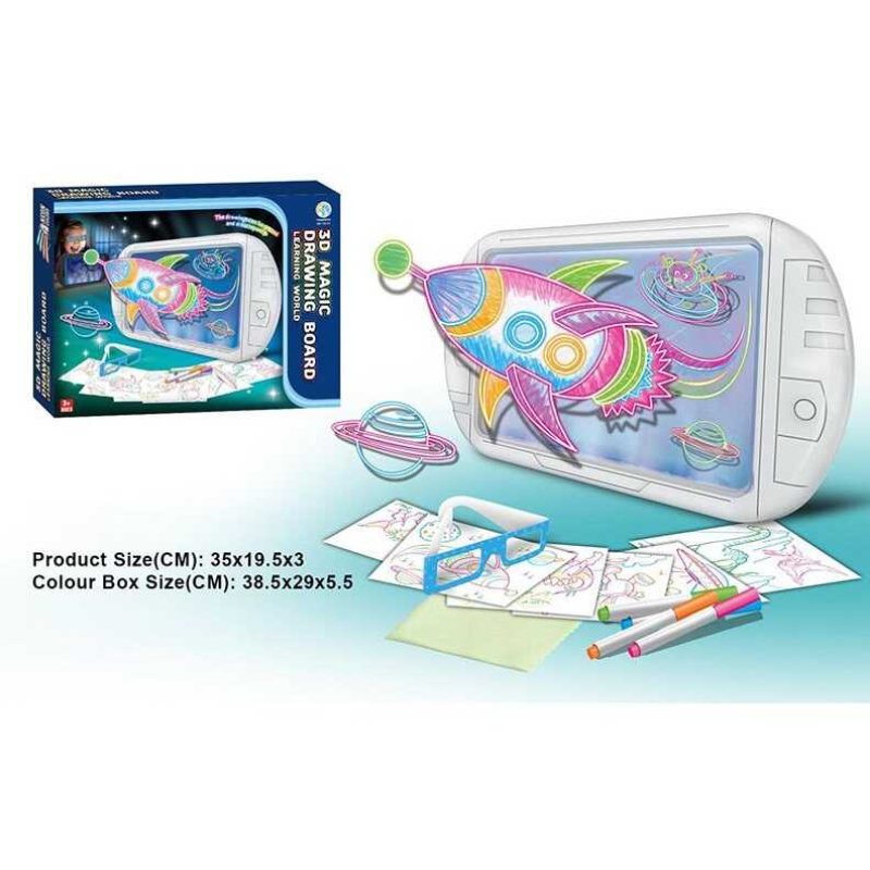 Дошка для малювання YM 21 (48/2) підсвічування, 6 двосторонніх трафаретів, 4 маркери, 3D окуляри, в коробці Дошка для малювання YM 21 (48/2) підсвічування, 6 двосторонніх трафаретів, 4 маркери, 3D окуляри, в коробці