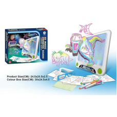 Дошка для малювання YM 25 (72/3) підсвічування, 3D окуляри, 4 маркери, 6 трафаретів, в коробці