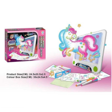 Дошка для малювання YM 26 (72/3) підсвічування, 3D окуляри, 4 маркери, 6 трафаретів, в коробці