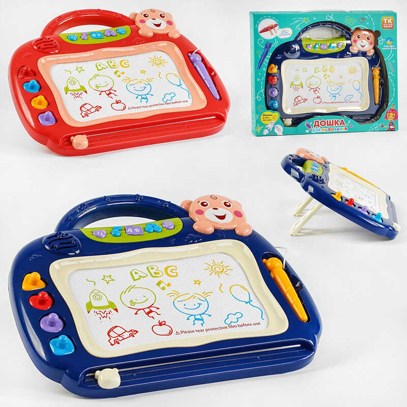 Дошка для малювання музична 71899 (24) “TK Group“, ОЗВУЧУВАННЯ УКРАЇНСЬКОЮ МОВОЮ, 2 кольори, абетка, пісні, цифри, фігури, печатки, кольорова поверхня
