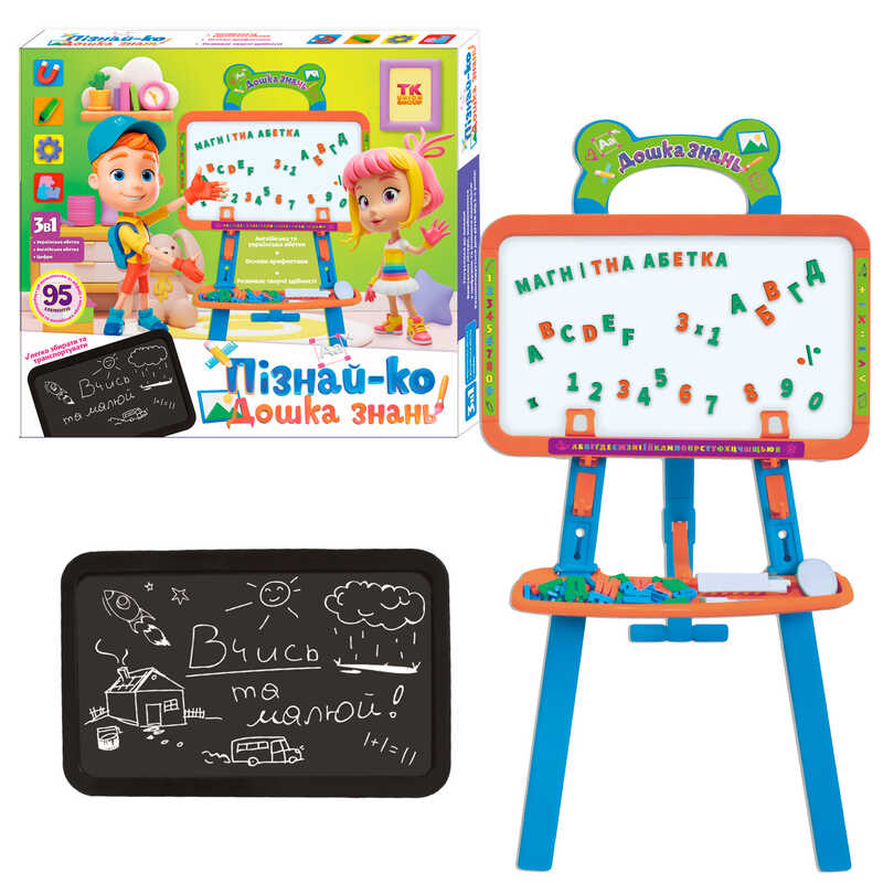 Дошка знань 12660 (12) “TK Group“, 95 елементів, дошка для крейди й для маркерів, наліпки, магніти, крейда, маркер, в коробці Дошка знань 12660 (12) “TK Group“, 95 елементів, дошка для крейди й для маркерів, наліпки, магніти, крейда, маркер, в коробці