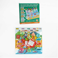 Дошка логічна C 68310 (60) 4 види, дерев’яна, пазли вкладиші, магнітна риболовля, шнурівка, в коробці, ВИДАЄТЬСЯ МІКС ВИДІВ