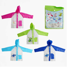 Дощовик дитячий C 68738 (100) щільний, на кнопках, капюшон, кишеня з клапаном, зріст 125-138 см, у пакеті, ВИДАЄТЬСЯ МІКС ВИДІВ