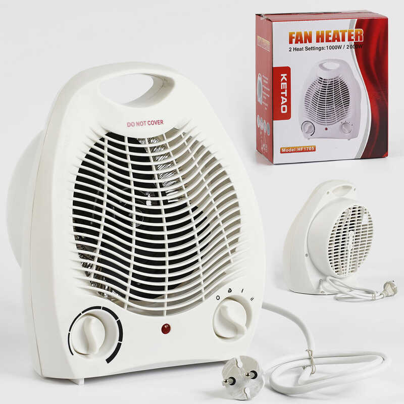 Дуйка тепловентилятор KETAO C 54633 / W-HF 1705 (10) мідна обмотка двигуна, 2 режими роботи - 1000Вт та 2000Вт Дуйка тепловентилятор KETAO C 54633 / W-HF 1705 (10) мідна обмотка двигуна, 2 режими роботи - 1000Вт та 2000Вт