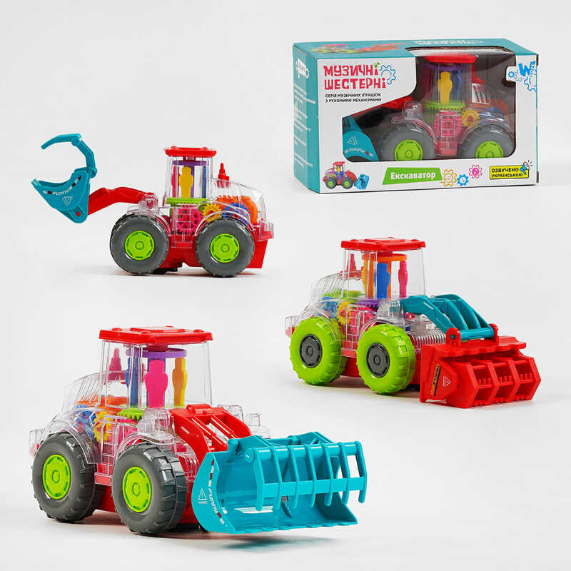 Екскаватор на батарейках 17095 (48) “WToys“, ОЗВУЧУВАННЯ УКРАЇНСЬКОЮ МОВОЮ, 2 види, шестерні, пісня, підсвічування, автоматичний рух, в коробці