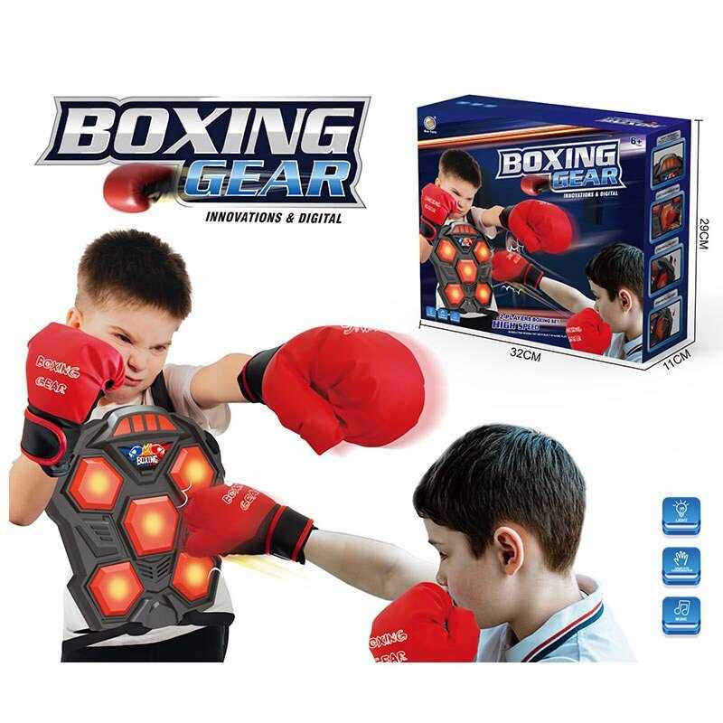 Електронний бокс B 4014 (24/2) підсвічування, музичний супровід, звук удару, рукавички, на батарейках, в коробці