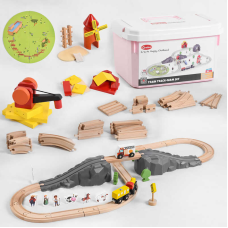 Залізниця C 46259 (4) “Ферма“, 69 деталей, на магнітах потяг та 2 вагони, 2 машинки, 3 фігурки людей, 3 фігурки тварин, у валізі