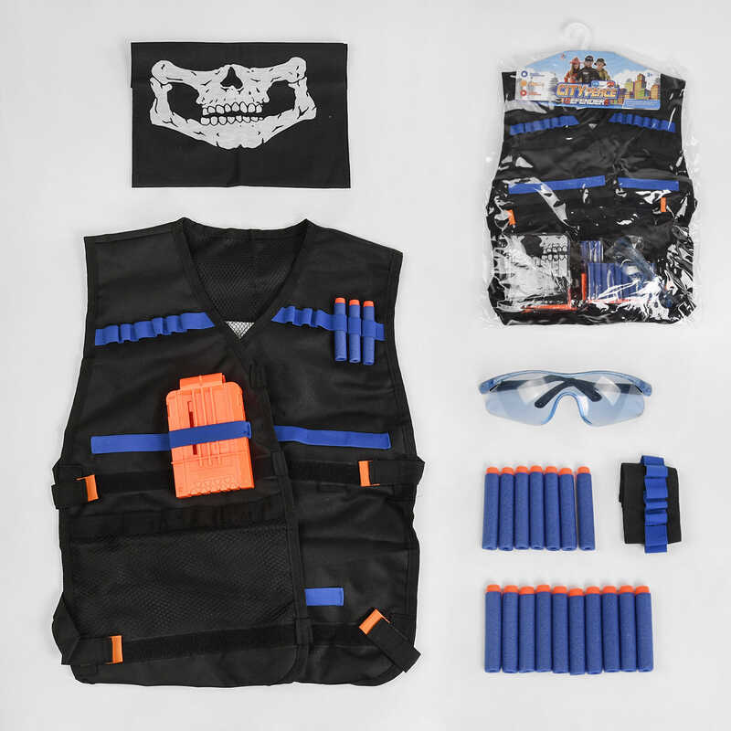 Жилет BNP 8 (72/2) “Поліція”, 20 м“яких патронів із пластиковим наконечником, захисні окуляри, маска, у пакеті Жилет BNP 8 (72/2) “Поліція”, 20 м“яких патронів із пластиковим наконечником, захисні окуляри, маска, у пакеті