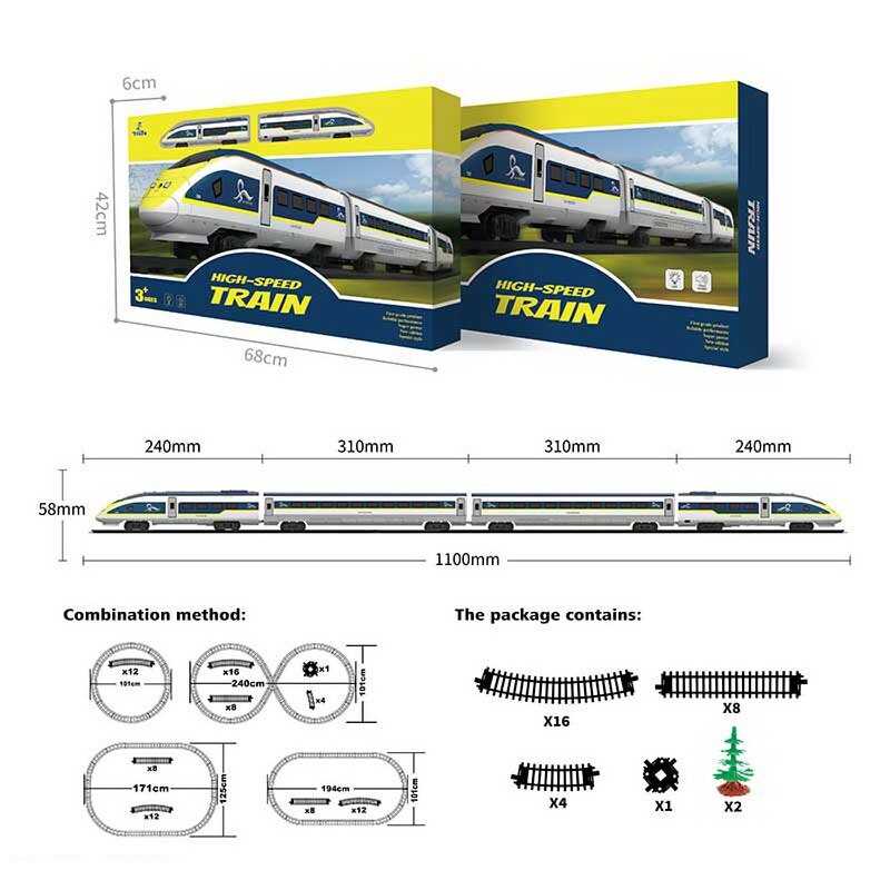 Залізниця 1623 A Штрих=62377 (8) звуки, підсвічування, 4 вагони, в коробці Залізниця 1623 A Штрих=62377 (8) звуки, підсвічування, 4 вагони, в коробці