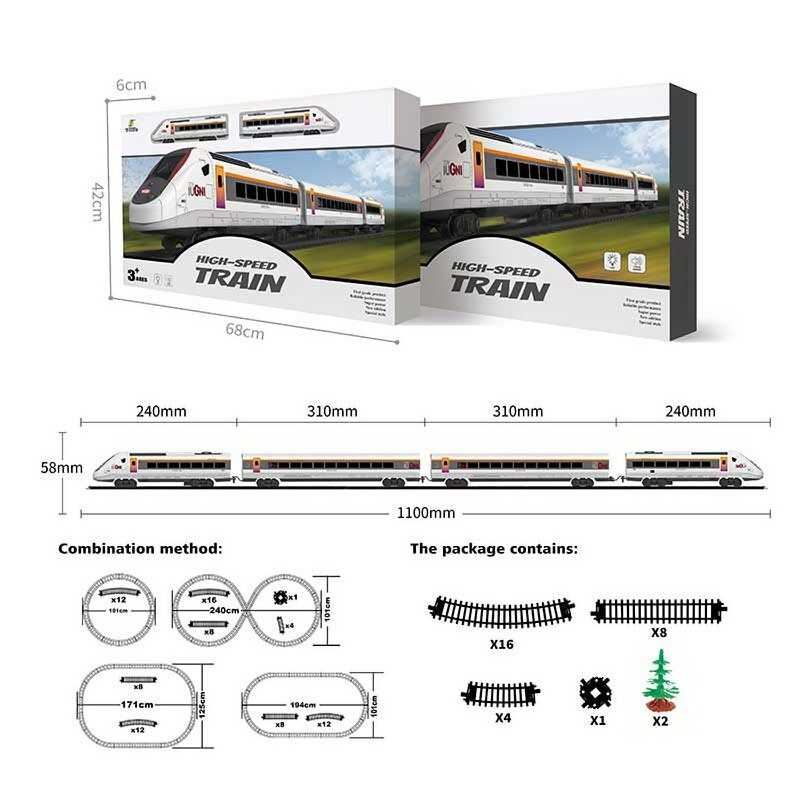 Залізниця 1623 B Штрих=62384 (8) звуки, підсвічування, 4 вагони, в коробці Залізниця 1623 B Штрих=62384 (8) звуки, підсвічування, 4 вагони, в коробці
