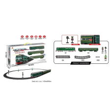 Залізниця 22914 (12/2) залізнична колія, локомотив, 2 вагони, дорожні знаки, підсвічування, звуки, з“єднувальні елементи, викрутка, в коробці