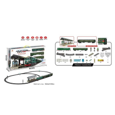 Залізниця 22915 (12/2)  залізнична колія, залізнична станція, локомотив, 2 вагони, підсвічування, звуки, в коробці