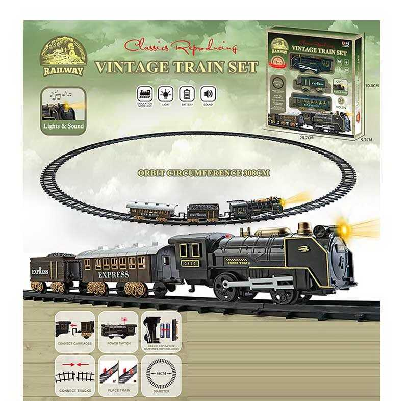 Залізниця 292 (48/2) 15 елементів, локомотив+2 вагони, звук, підсвічування, в коробці Залізниця 292 (48/2) 15 елементів, локомотив+2 вагони, звук, підсвічування, в коробці