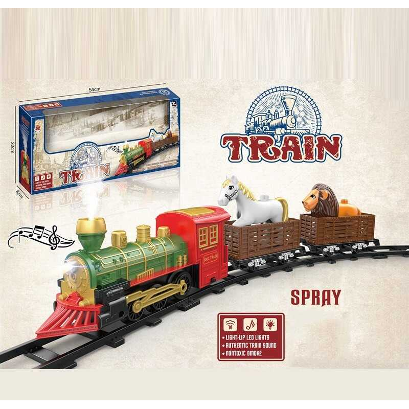 Залізниця 5810-1 P (24) потяг, звуки, підсвічування, парогенератор, 2 вагони, фігурки тварин, в коробці