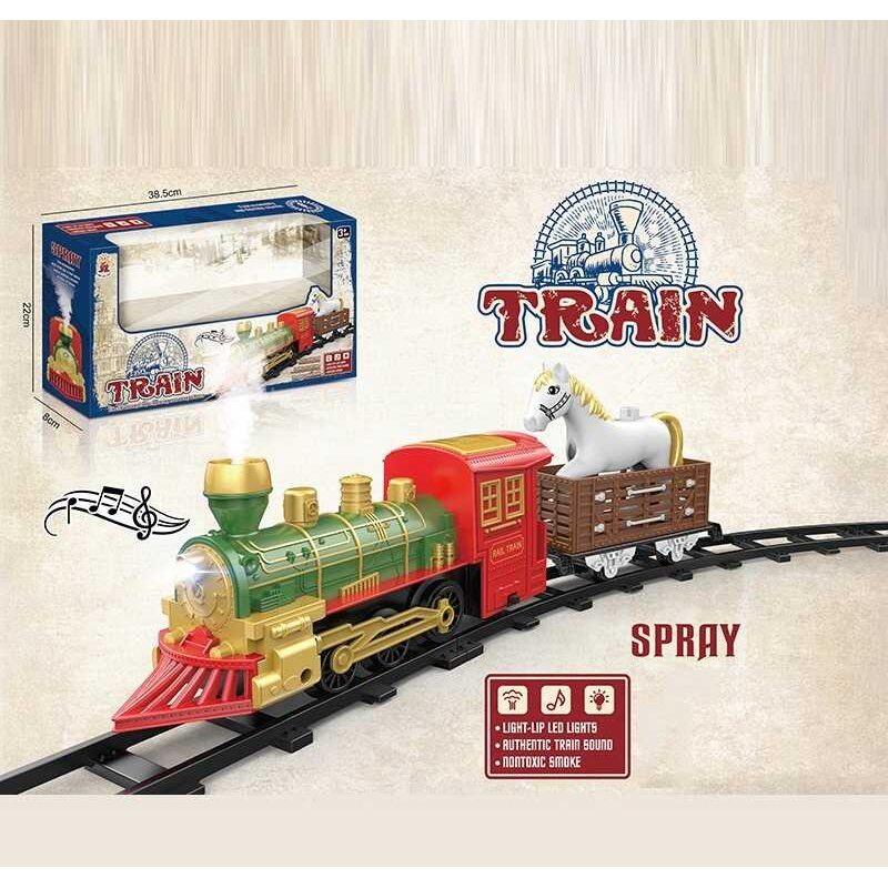 Залізниця 5814-1 P (36/2) 8 елементів, потяг, звуки, підсвічування, парогенератор, вагон, фігурка тварини, в коробці