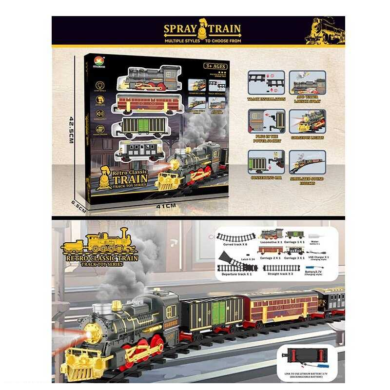 Залізниця 699-28 A (12) світлові та звукові ефекти, акумулятор 3.7 V, USB кабель, парогенерація, автоматичний принцип роботи, в коробці