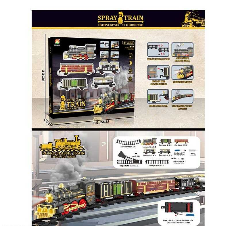 Залізниця 699-31 A (12) світлові та звукові ефекти, акумулятор 3.7 V, USB кабель, парогенерація, автоматичний принцип роботи, в коробці