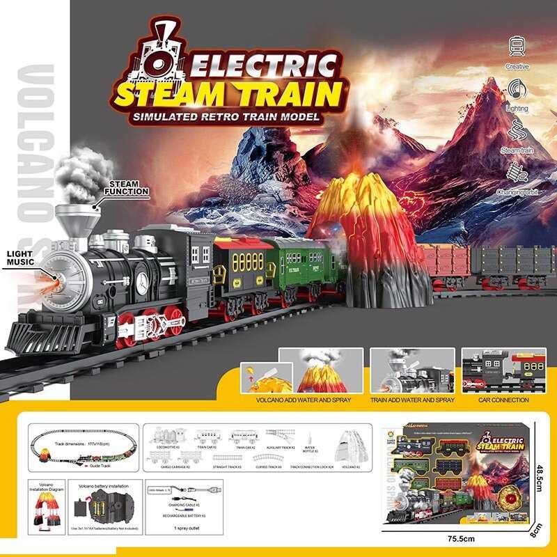 Залізниця 699-57 A (8) 22 елементи, локомотив, 5 вагонів, акумулятор 3.7 V, підсвічування, парогенератор, звуки, вулкан, в коробці