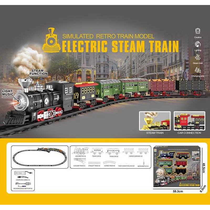 Залізниця 699-6 A (12) світлові та звукові ефекти, акумулятор 3.7 V, USB кабель, парогенерація, автоматичний принцип роботи, в коробці