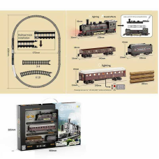 Залізниця HS 8017 A (36) звук, підсвічування, ретро локомотив, 3 вагони, в коробці